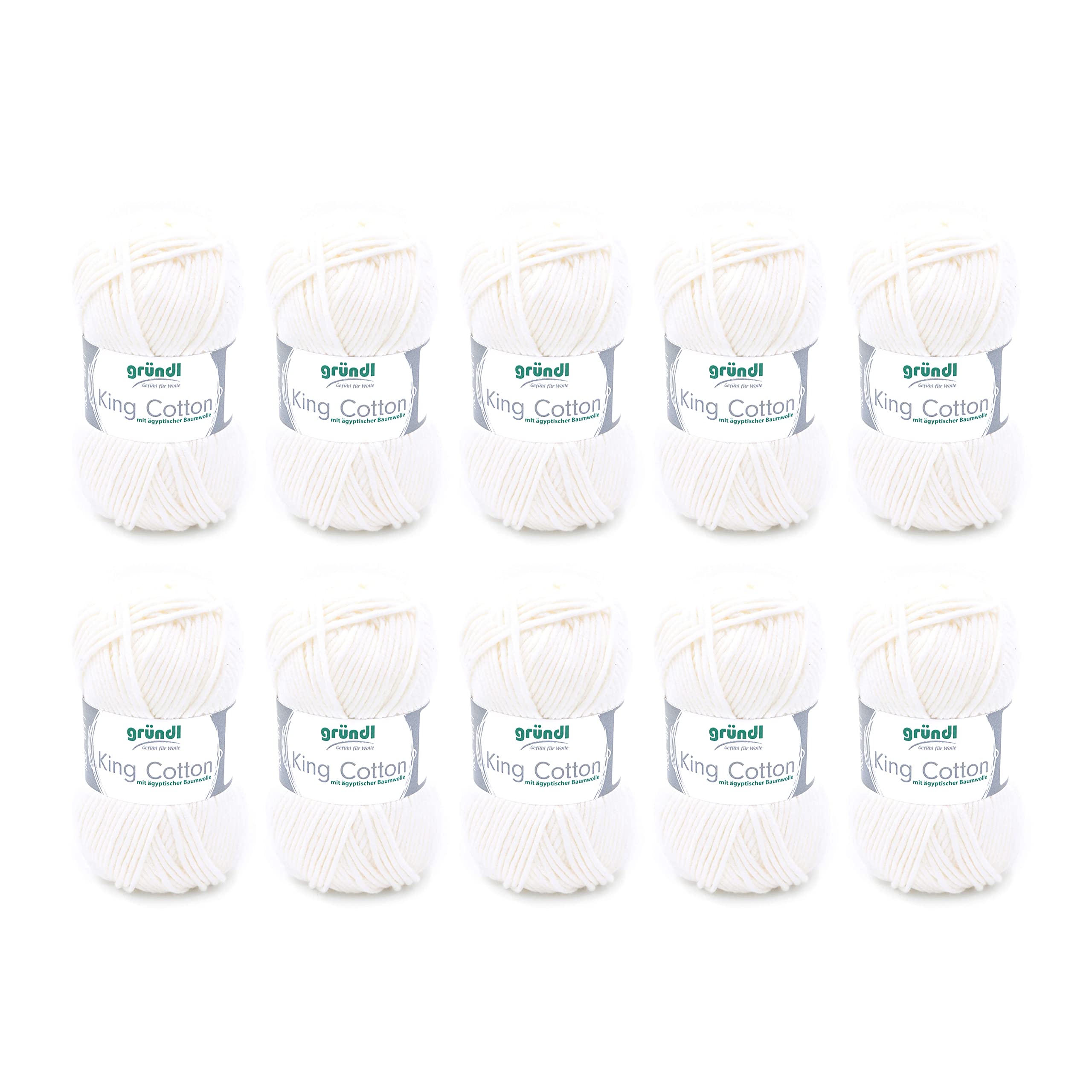 Fil à crocheter Gründl Laine King Cotton haut de gamme coloris crème