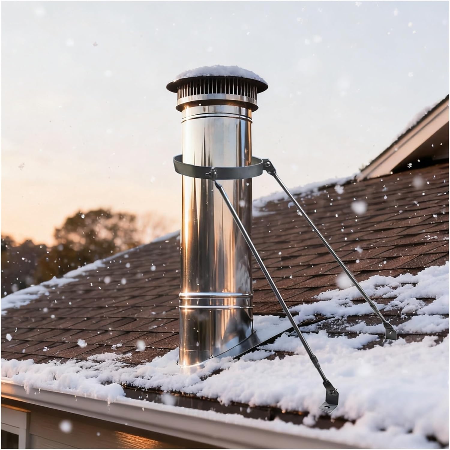 Stainless Steel Roof Riser Brackets for Patio Covers, Heavy-Duty Flue Pipe Support Clamp, Wind & Snow Resistant Wall Mount (Dia 18.5” / 47cm)