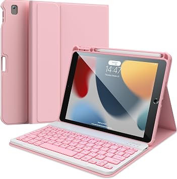 ALIWLHOF for iPad 9th Generation Case with Keyboard, Magic Magnetic Keyboard Case for iPad 10.2 9th/8th/7th Gen & Air 3,Pro 10.5, Multi-Touch Trackpad - Backlit Rose Pink