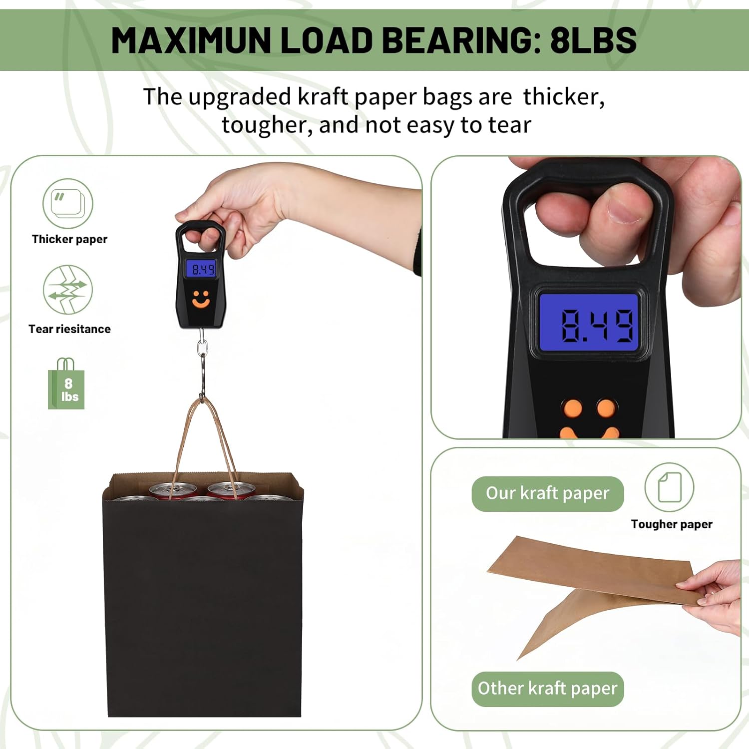 Mlyta 200 Pack 8x4.75x10 Inch Medium Black Kraft Paper Gift Bags with Handles Bulk for Goodie, Party Favor, Brithday Grocery Shopping, Small Business Wedding Retail Craft Treat, Merchandise Sacks