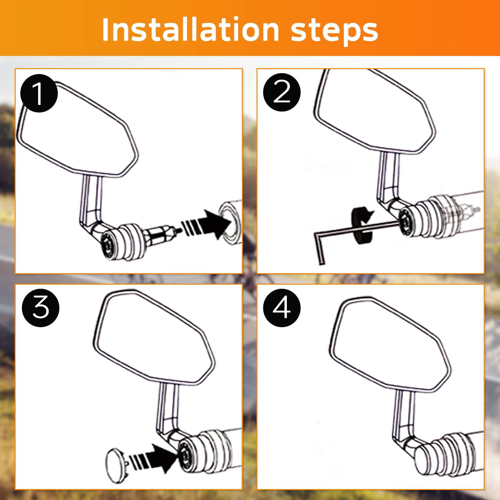 Bike Mirror,Adjustable Bicycle Mirror For Handlebar Mount,Scratch Resistant Glass Lens,Large Bar End Bike Rearview Mirror For E-bike Accessories (Left)