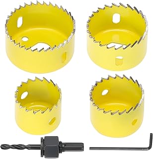 6PCS Premium Hole Saw Kit, Hole Saw Set with Mandrels, Hex Key - 1-1/4"to 2-1/8" (32-54mm) for Wood, PVC, Drywall, Plastic - Professional Hole Cutter Set