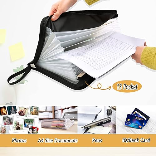 Miniatura 5 de susiyo Carpeta de archivos expandible de mapa del mundo vintage, 13 bolsillos, organizador expandible para tamaño carta A4