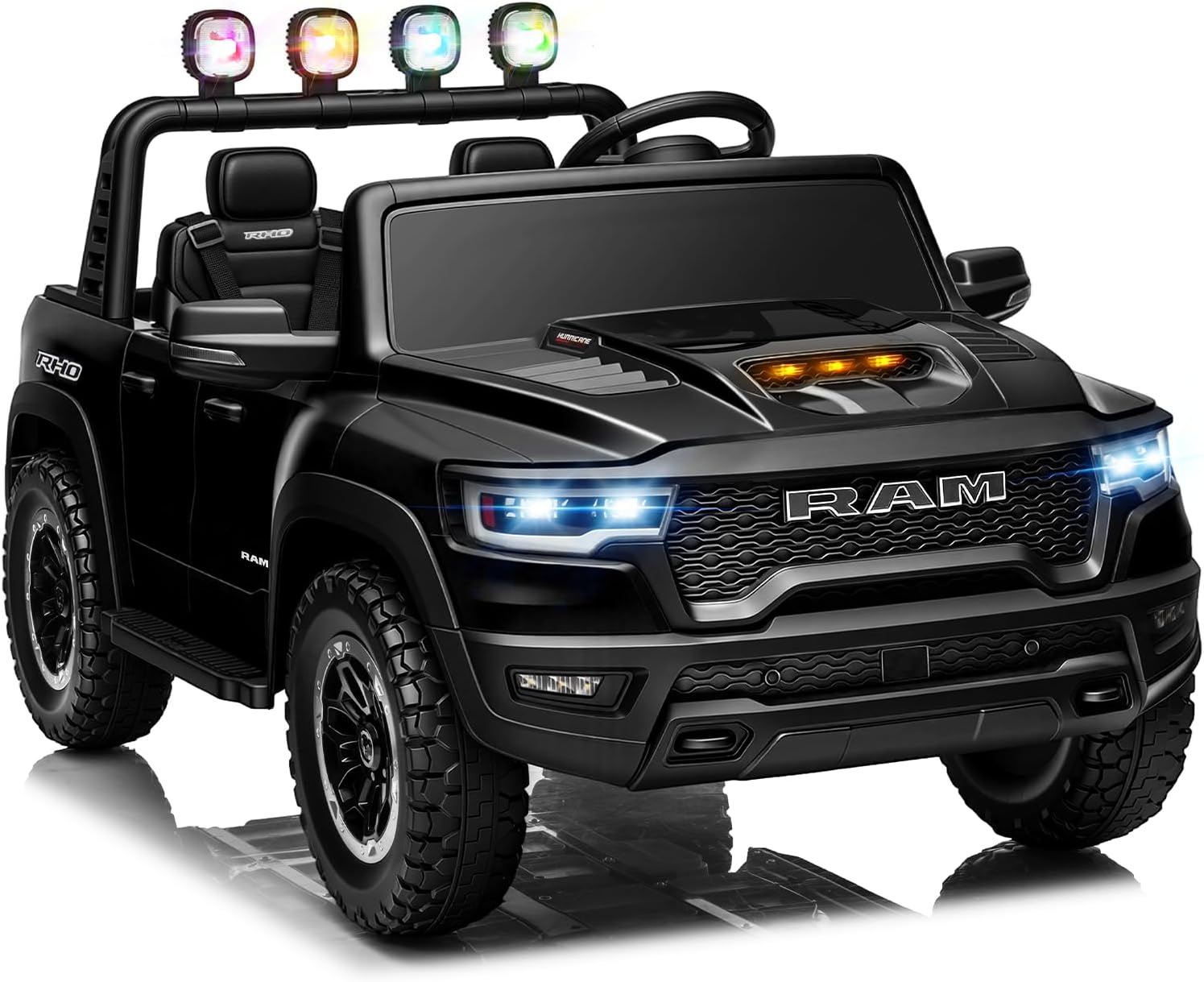 First Ride On 24V Ride on Toys for Big Kids, Licensed RAM 1500 RHO Electric Car for Kids w/Remote Control, Ride on Truck w/Bluetooth, LED Lights, Truck Bed Storage, Gear Shifter & Soft Start