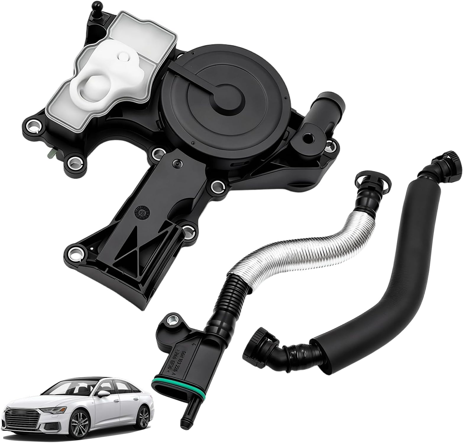 PCV Valve Engine Crankcase Vent Valve Oil Separator with Valve Breather Hose Kit Compatible with 2012-2018 Audi A4 A5 A6 Q5 Quattro Allroad 2.0T Only 06H103495AE 06H103495J 06H103495AK