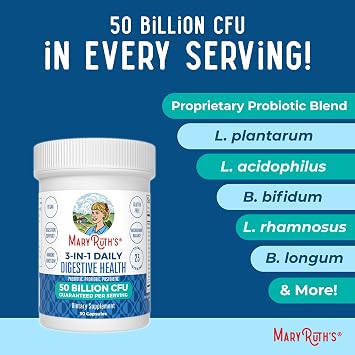 MARYRUTH'S 3-in-1 Probiotics for Digestive Health | Prebiotic & Postbiotic | Gut Health Supplement for Women & Men | 23 Unique Strains | Immune Support | 50 Billion CFU | 30 Servings