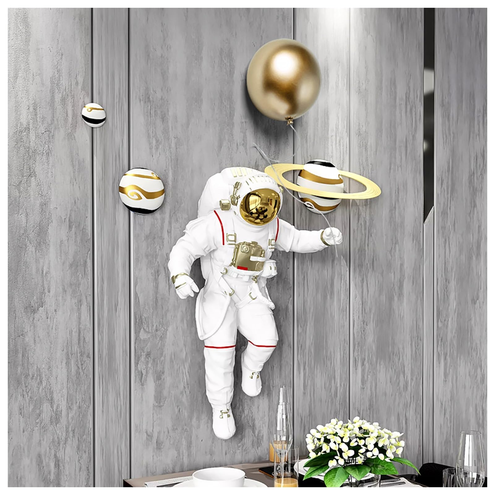 Decoración Pared - Escultura De Pared De Astronauta 3D, Colgante De Decoración De Pared De Fondo De TV Para Sala De Estar, Figura Colgante De Pared De Astronauta De Alta Gama Escultura(Walking on the