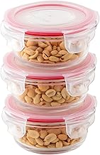 DUBBLIN Lock Me Up Glass Heat Resistant Borosilicate Glass Container Set of 3, 200ml - Round, Clear | Oven, Freezer & Microwave Safe Storage Solution (3 Piece)