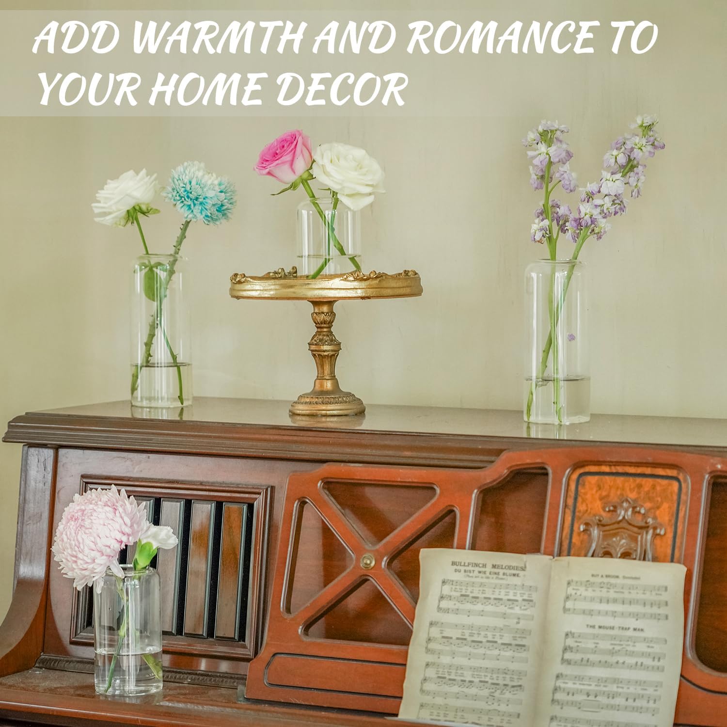 Glass Bud Vases Set of 9 - Clear Flower Vases for Centerpieces, Small Glass Vase Modern Bud Vase for Wedding Party Dining Table Centerpieces, Living Room Decorative, Home Decor