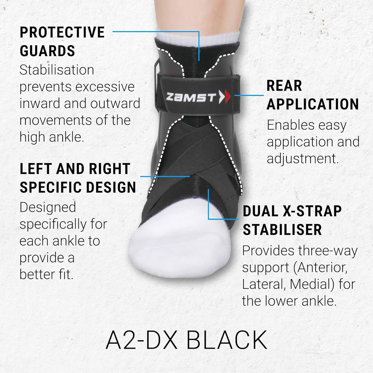 Zamst A2-DX - Tobillera rígida estabilizadora Fuerte