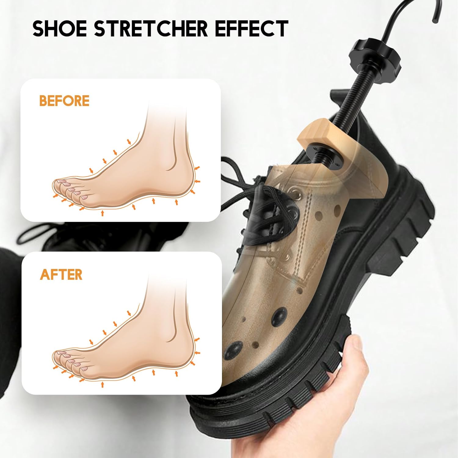 Wooden Shoe Stretcher, 4-Way Shoe Expander Widener Shoe Tree Extender for Women and Men - Image 6