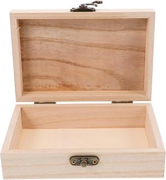 BESPORTBLE Handmade Wooden Rectangular Storage Box with Hinged Lid and Secure Locking Mechanism, Minimalistic Keepsake Box for Jewellery, Tea, Watches, and Home Decor or Craft Projects
