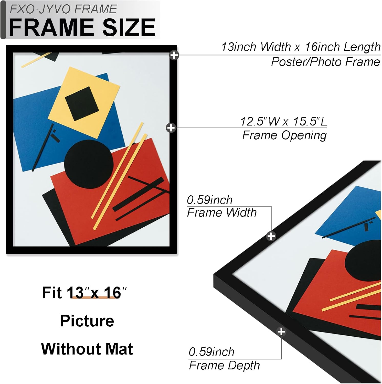 5x7 Picture Frame Collage Set of 3, Display 5 5x7 Picture Collage or 13x16 Photo Only Without Mat, Light Weight and High Transparent Frame for Wall - 3 Pack/Black/5-Openings