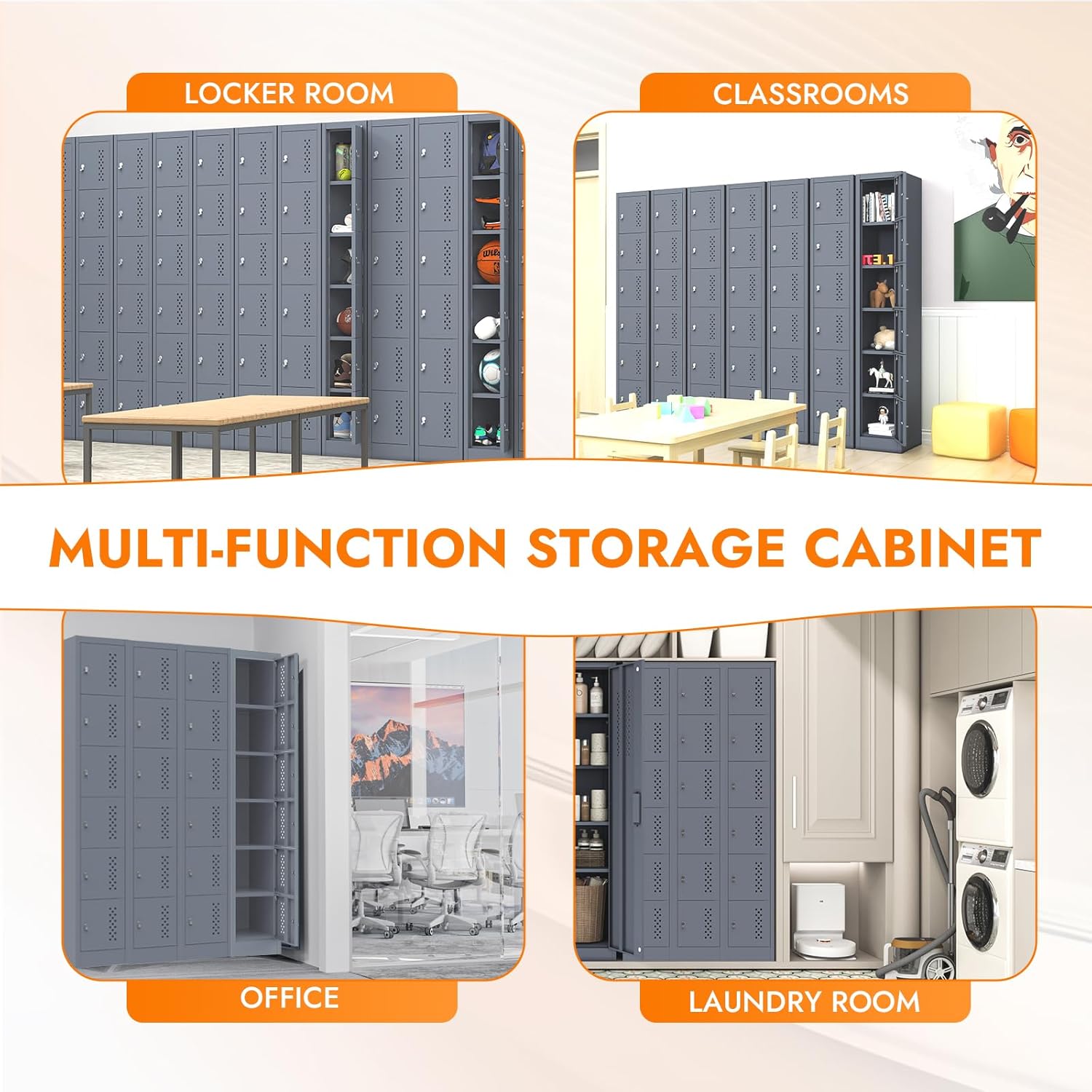 Karini Metal Storage Locker with 6 Doors 70.8'' Steel Lockable Storage Lockers for School Office Gym Home Employees Sports Staff