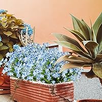 Vista 5 de URSTOUD 20 paquetes de flores artificiales de narcisos, vegetación artificial artificial, resistente a los rayos UV, no se decolora, plantas