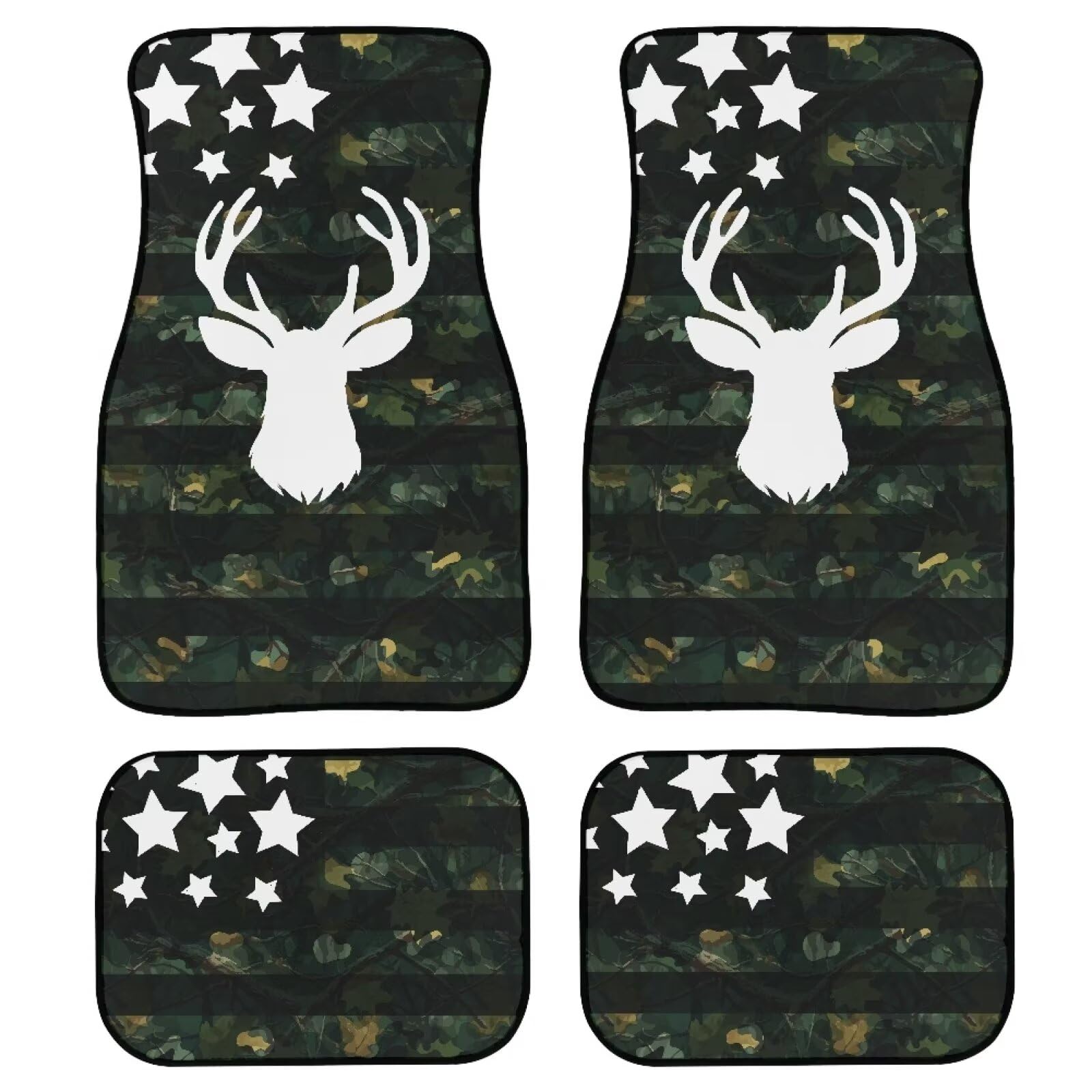 Biyejit USA Camo Deer American Flag Car Floor Mats