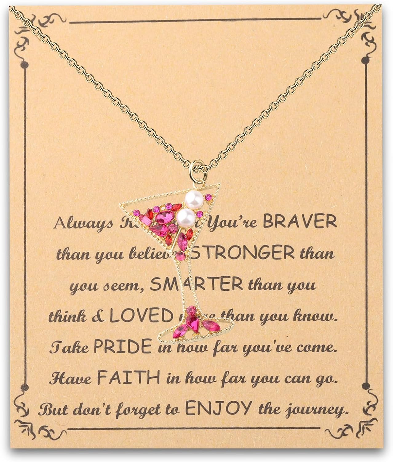 BNQL Martini Glass Necklace Martini Gifts for Cocktail Lovers Cocktail Pendant Necklace for Women Wine Glass Pendant Necklaces