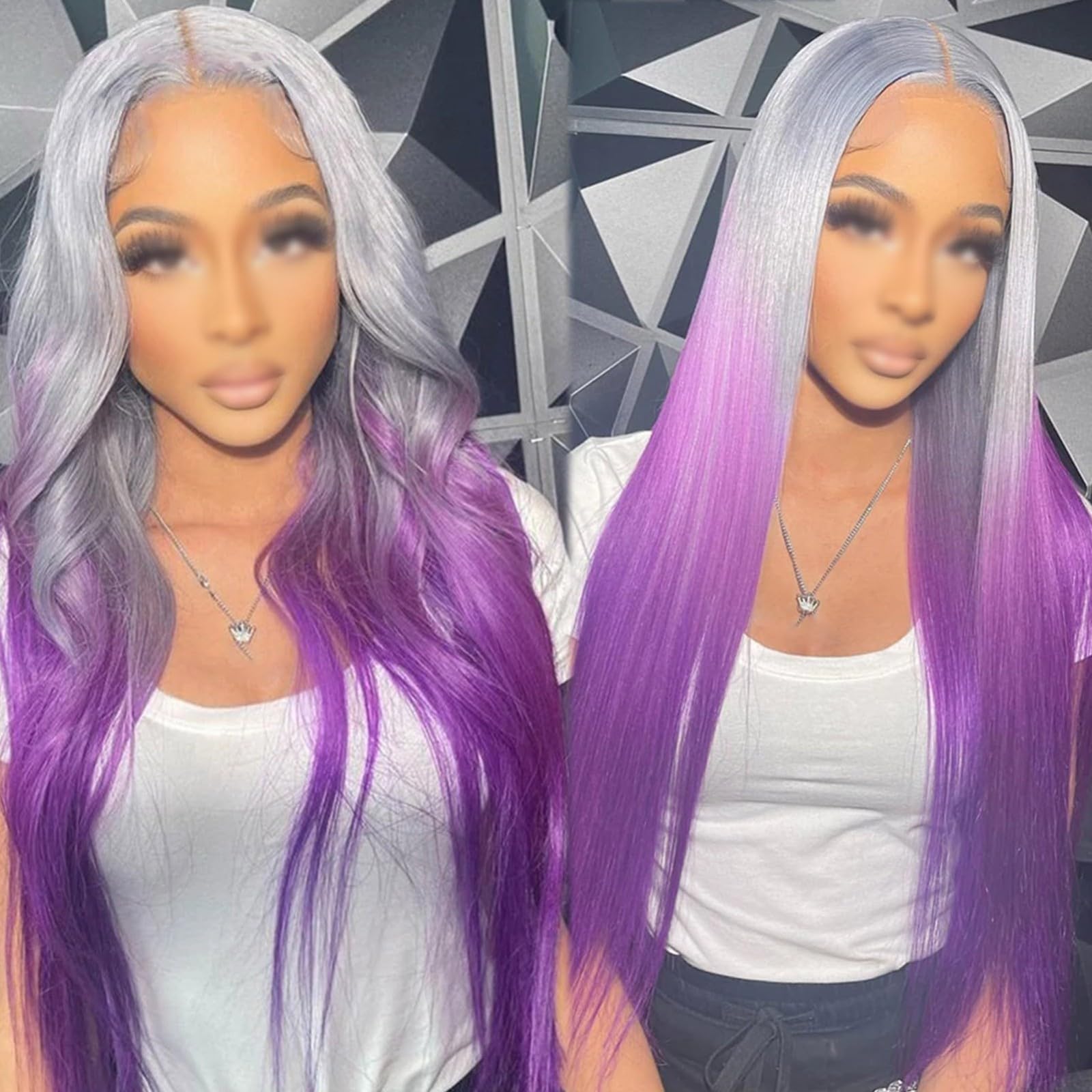 ?JodI 12.5 “  22” PURPLE / GREY OMBRÉ Wig?…NEW Amazon.com : ZBYXPP Grey Purple Body Wave Wig, 4 * 4/13 * 4  main image 3