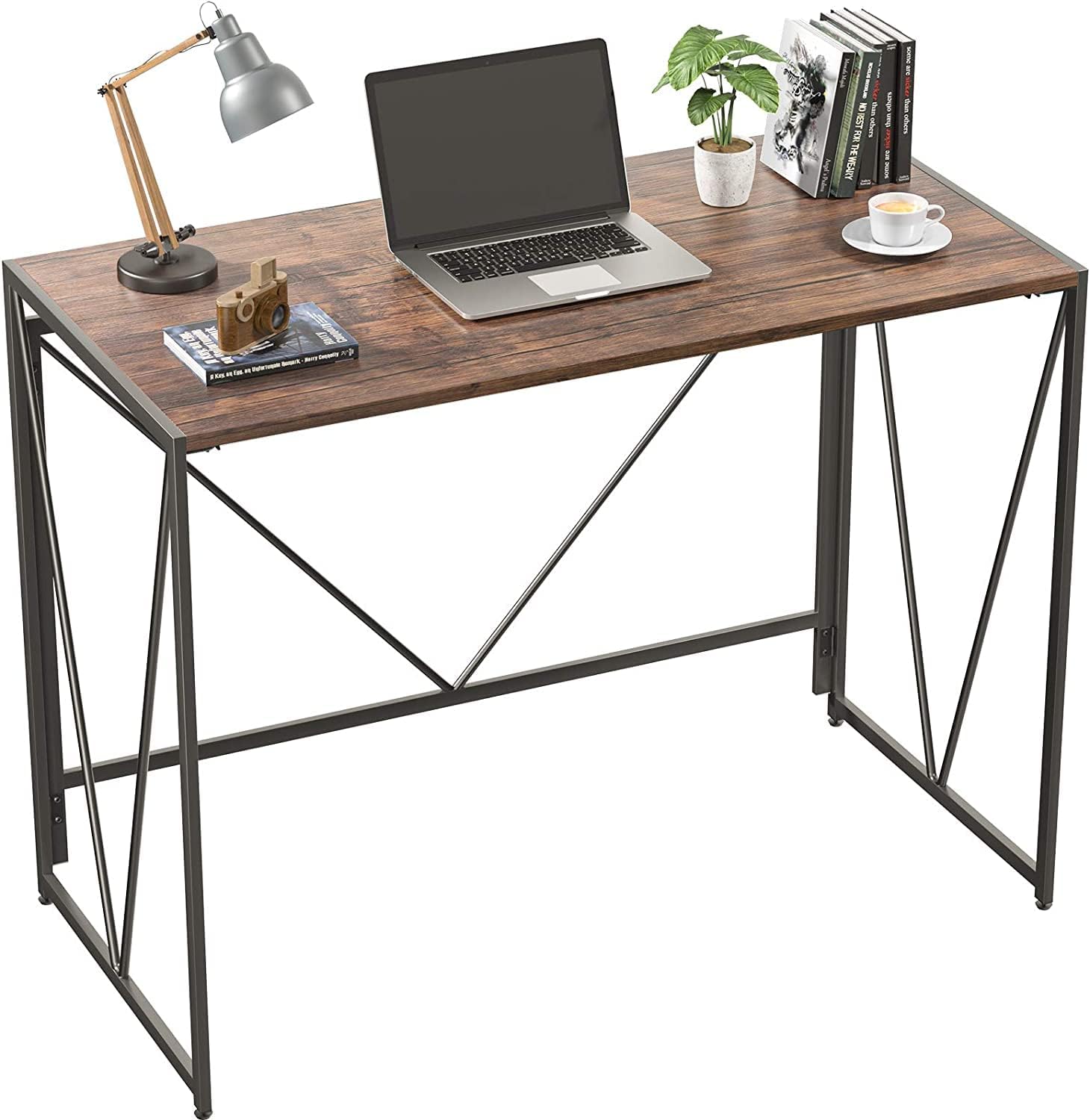 NOBLEWELL HOME NWCD3D Folding Computer Desk, Brown
