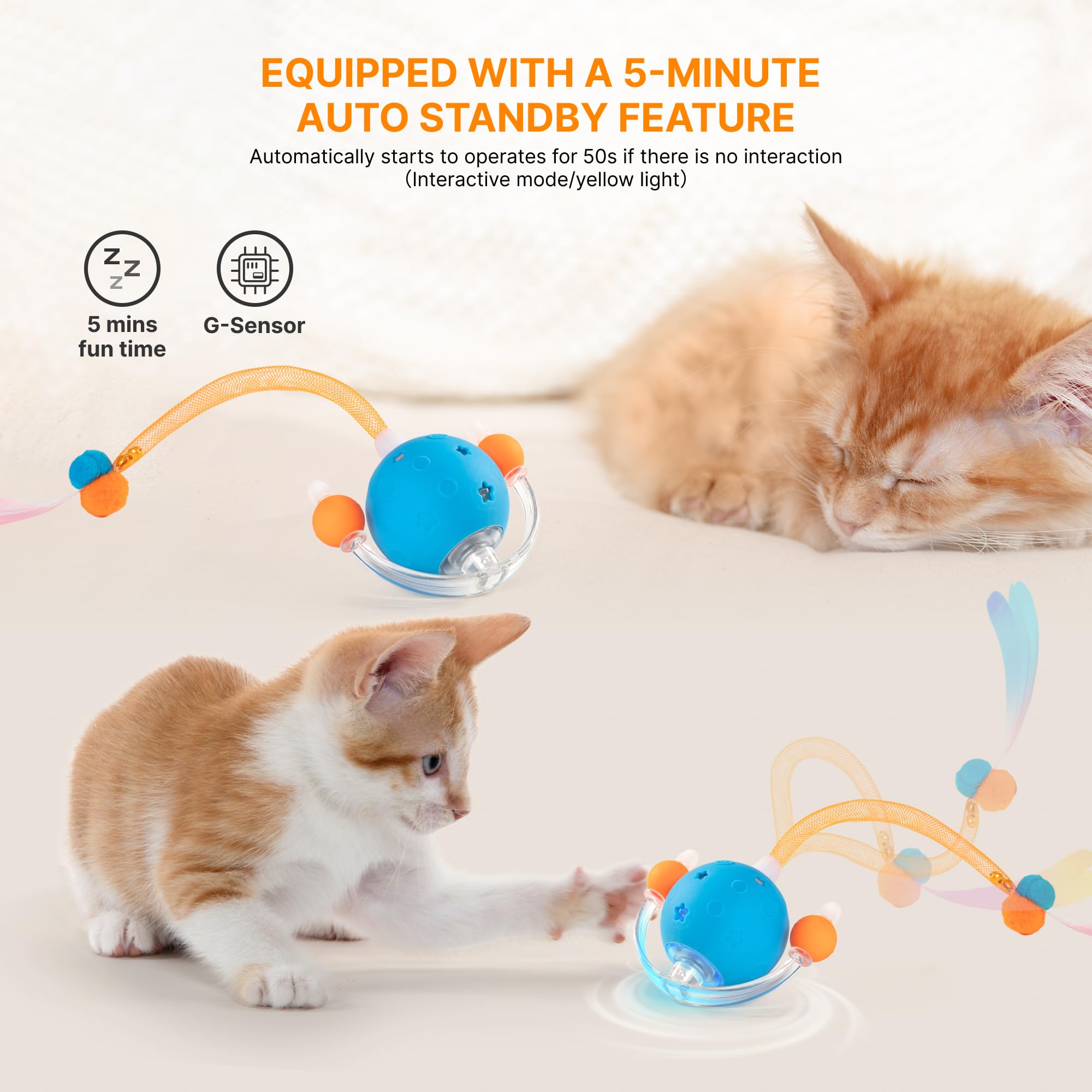 Giocattolo Automatico Per Gatti Petiepaw - Palla Con Coda Che Si Muove Da Sola - Foto 4