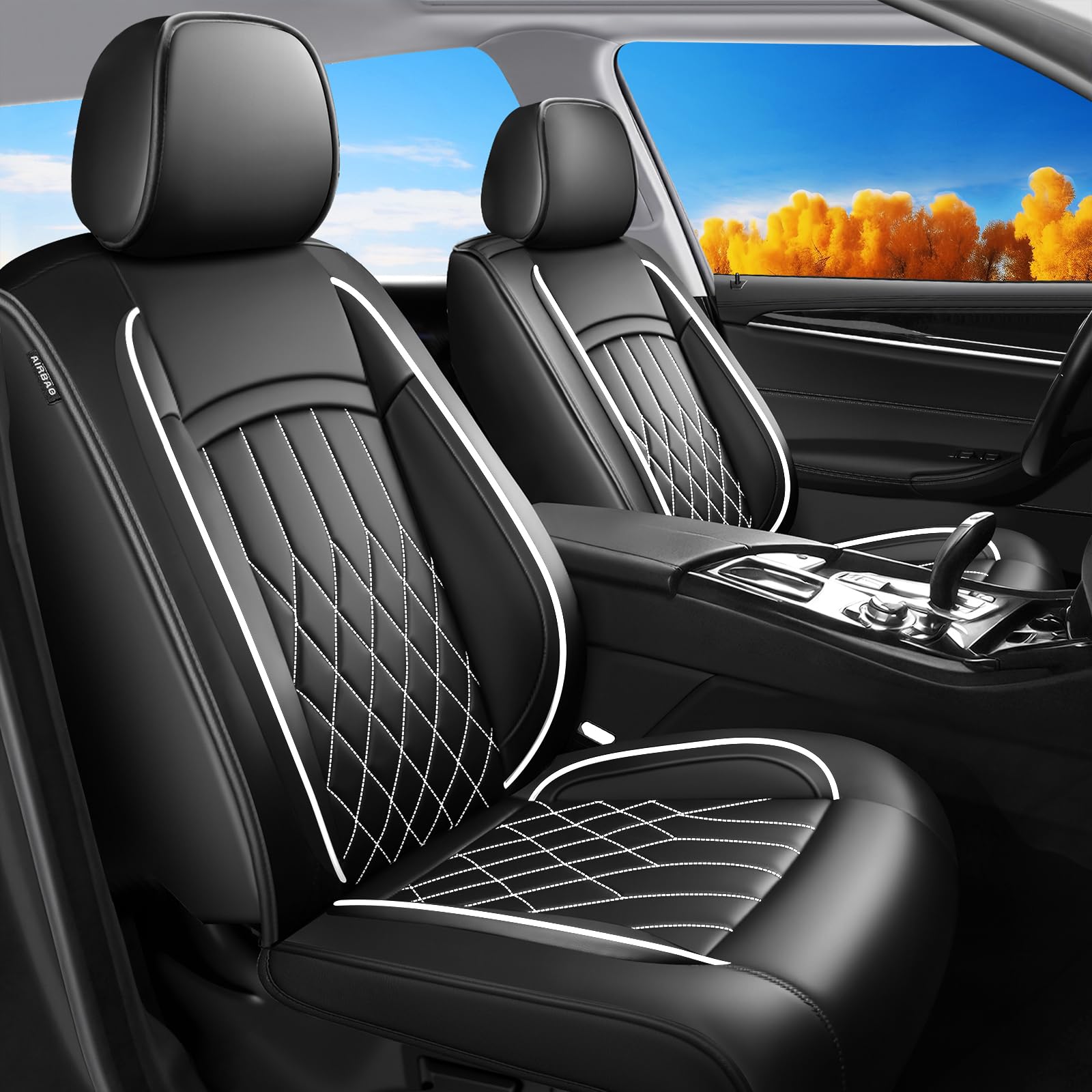 Fit Encore GX Car Seat Covers for Buick Encore GX 2020-2026 - Premium Leather, Waterproof, All-Weather, Airbag Compatible, Anti-Slip, Breathable, Seat Protectors, Full Set, Whiteline