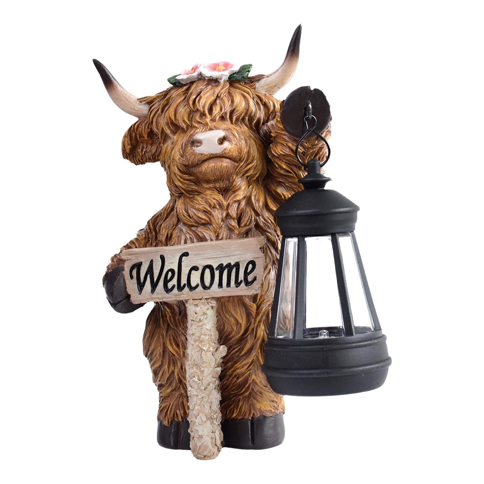Lampe solaire de jardin vache pour illuminer vos soirées d'été sur le patio et la terrasse