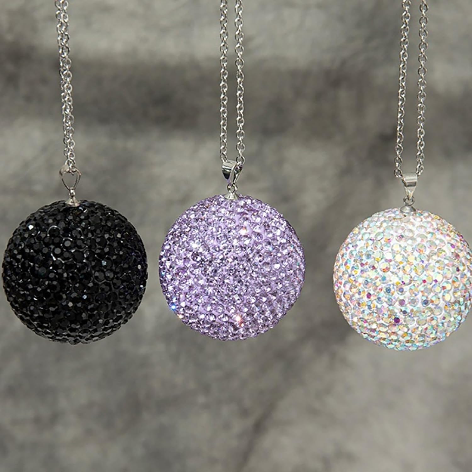 Crystal Ball Car Hanging Ornament Rhinestones Crystal Ball Charms Pendant Rear View Mirror Car Accessories Interior Accessories for Women (White) image 3