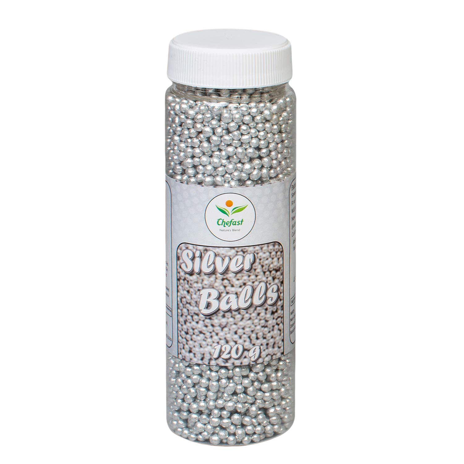 Chefast Silver Balls for Cake Decoration Sprinkler Sparkling Effect, Edible 120 gm