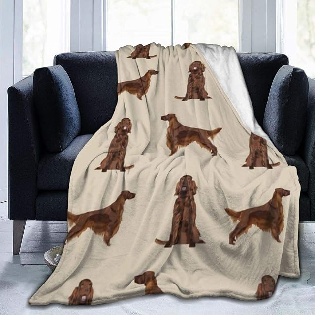 Manta de viaje de forro polar de franela, patrón de mascota de raza de perro Setter irlandés
