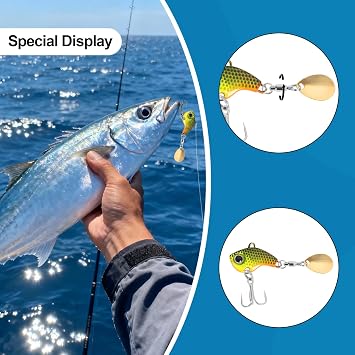 Metal VIB Spinner Blade Baits: 10pcs Blade Bass & Trout Fishing Lures with Treble Hooks, High-Flash Vibration Hard Baits for Perch Walleye Pike Freshwater Saltwater (5pcs)