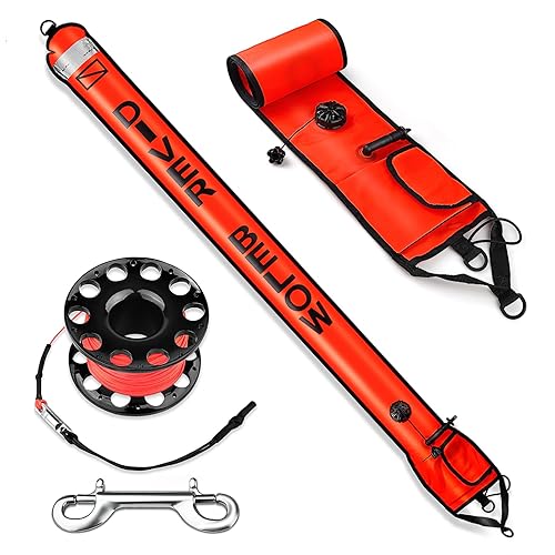 Dving Scuba SMB, Dive Reel and Clip Set, 5FT Diving