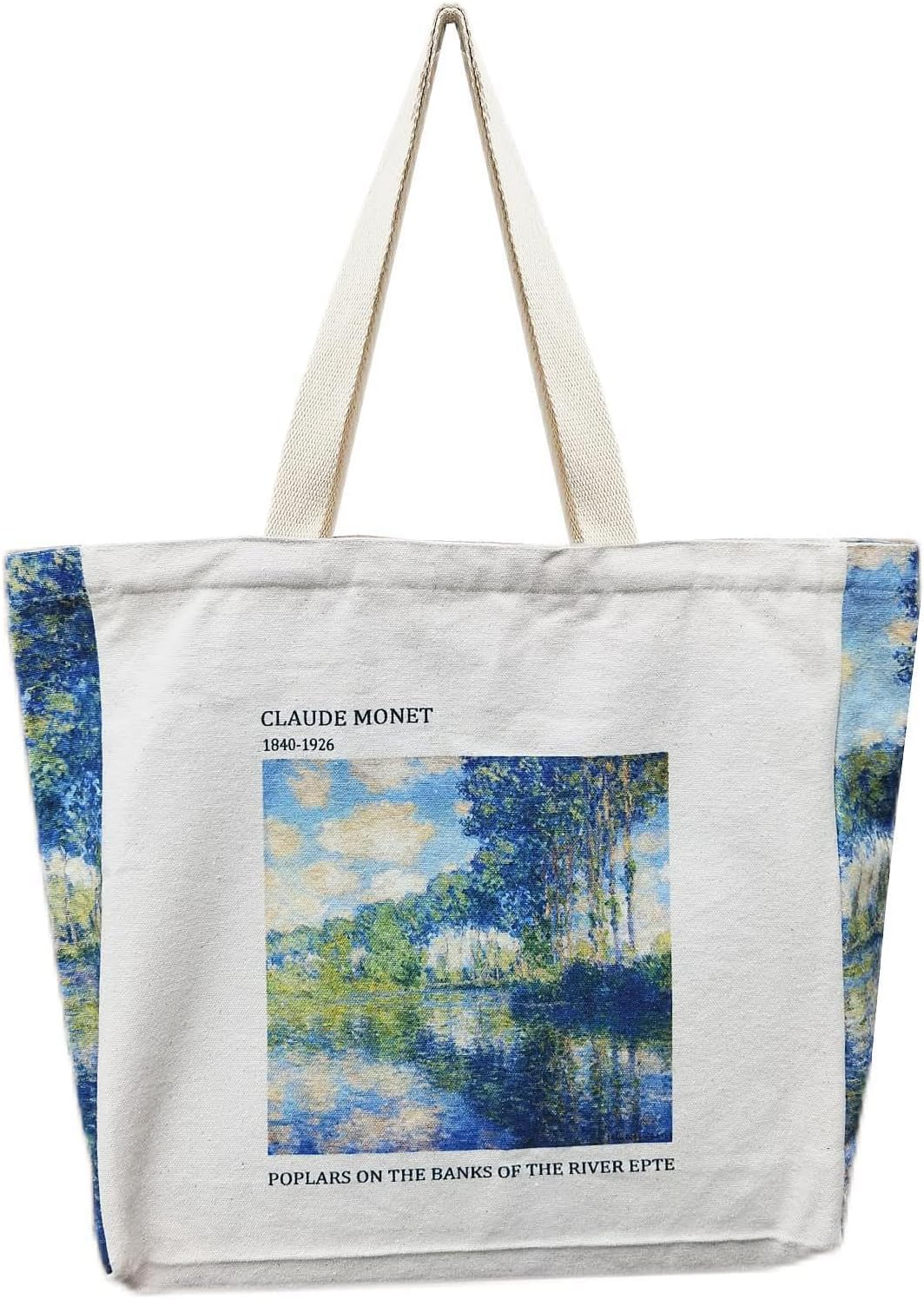 BROADREAM Canvas Tote Bag Aesthetic Shoulder Bag with Zippers and Interior Pocket