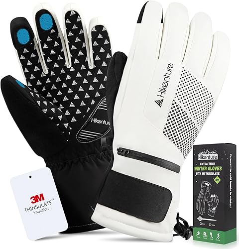 Hikenture Guantes de esquí con Thinsulate 3M, guantes de nieve extra cálidos para hombres y mujeres, guantes de snowboard impermeables aislados,