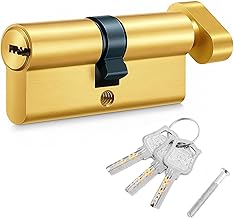 70mm Brass 35T/35 Euro Cylinder Lock, Door Lock Cylinder with 3 Keys Thumb Turn Barrel Locks for UPVC Wooden Composite Doors Front or Internal Doors