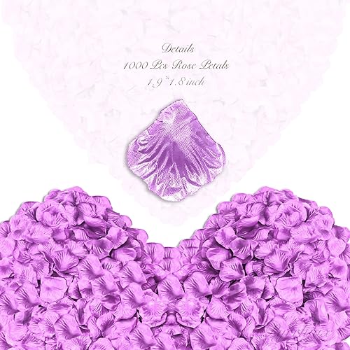 Vista 27 de 1000 pétalos de rosa artificiales, pétalos de rosa falsos para noches románticas, bodas, propuestas de decoración de flores de aniversario
