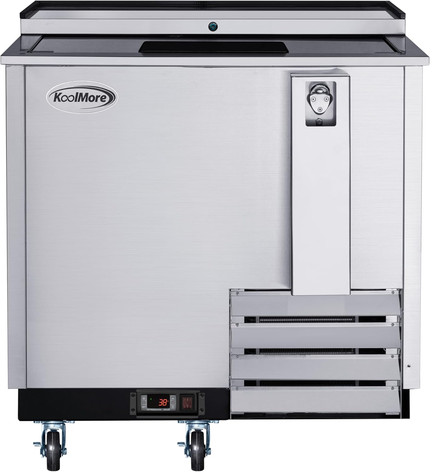 KoolMore 36 in. Commercial Bottle Cooler in Stainless-Steel with Built-In Opener, ETL Listed, 9 cu. ft. (KM-BOC36-SS)