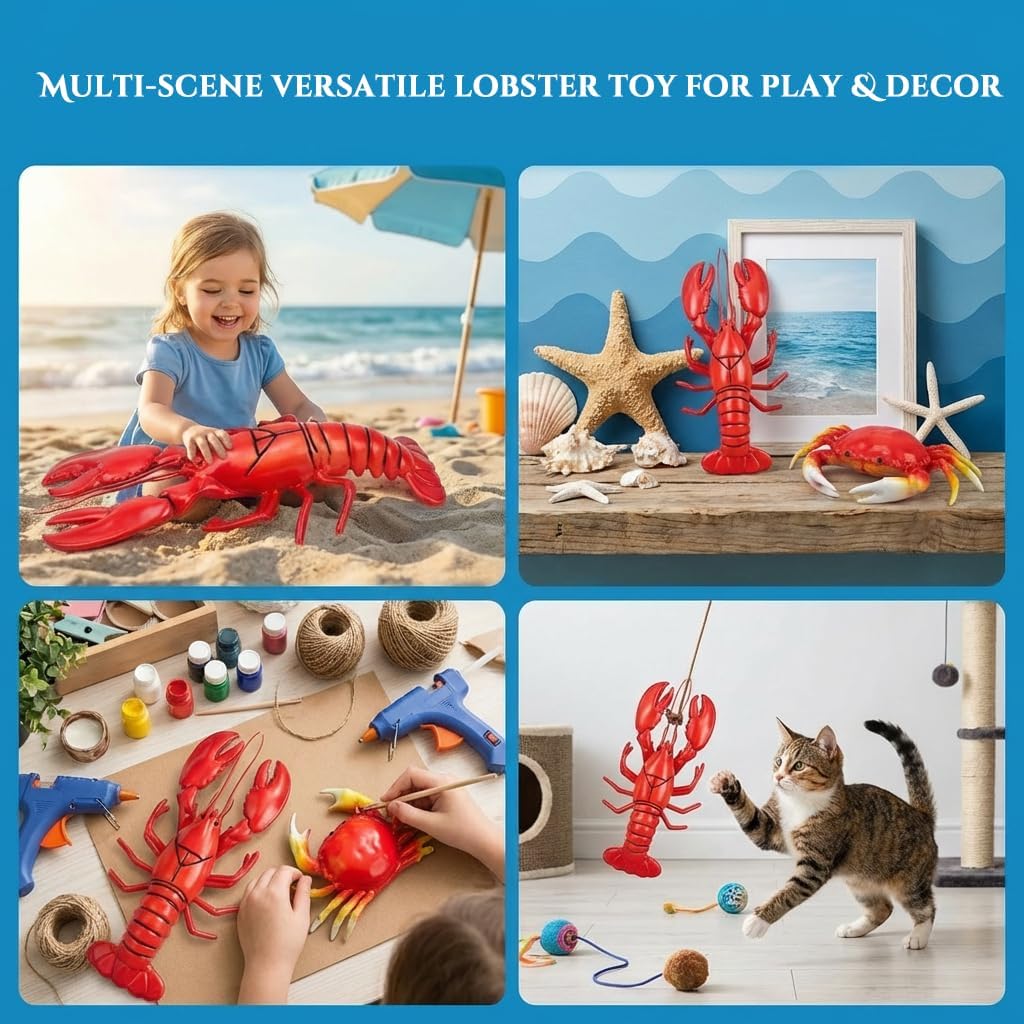 Gresorth 11.4 Inch Big Fake Lobster Figurine Plastic Lobster Decoration | 1 Pc, Realistic Sea toy, Fake Fish Decoration, Artificial Sea Creatures, for Home Kitchen Desktop Kids