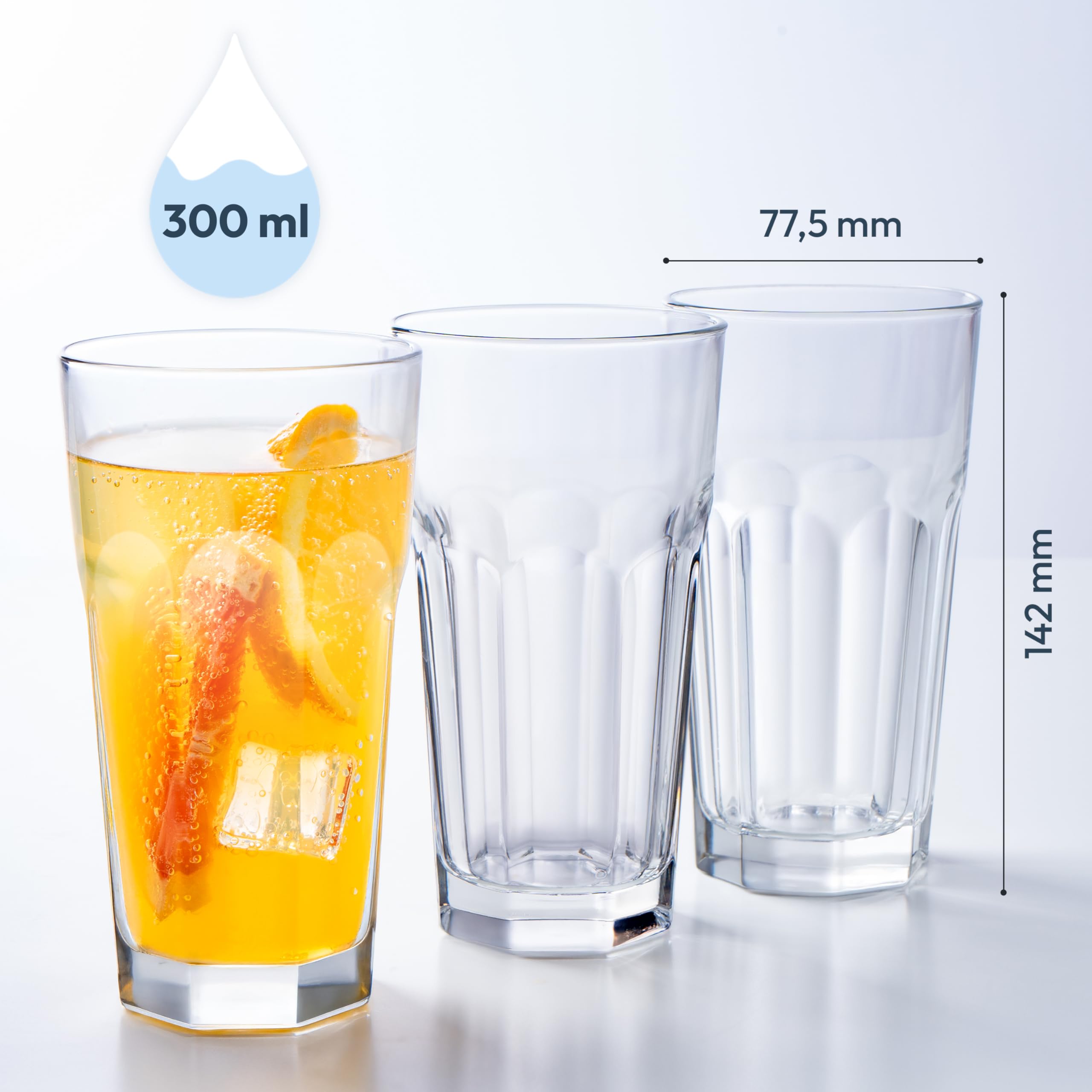 KONZEPT Gläser Set 12 teilig, Glas 270 ml, ideal als Trinkgläser, Wassergläser, Longdrinkgläser