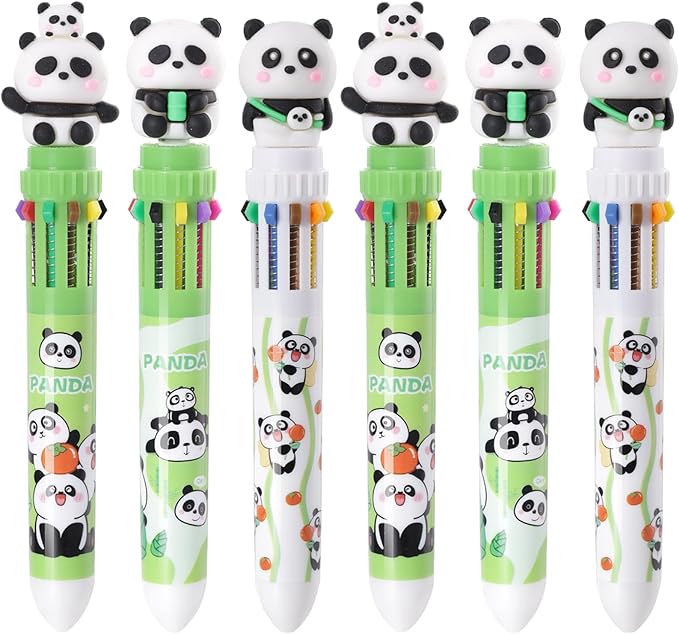 Multicolor Ballpoint Pen 0.7 mm, 10-in-1 Colored Pens Fine Point Retractable Animal Ballpoint Pens for Office School Supplies Adults Students Ages 14+ Gift, 6 Pack