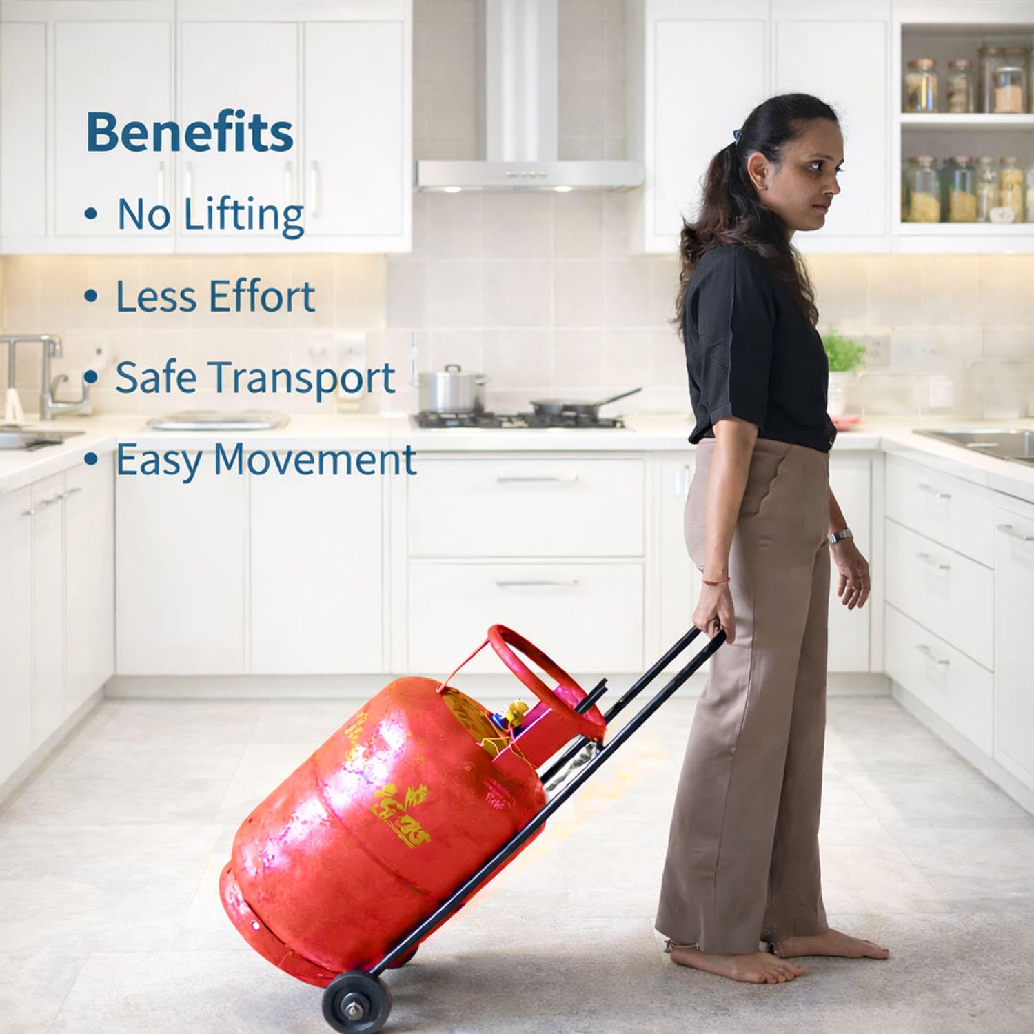 A to Z Hub Laksh CASA-Heavy Duty LPG Cylinder Carrying/Lifitng trolly Without Touching,LPG Gas Bottle Shifting Stand/Moving Transfer for home LPG agency,restaurant,hotel,schools,catering 1