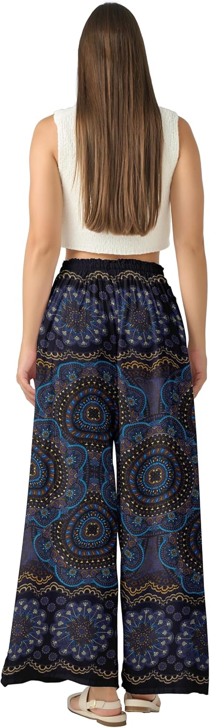 Joob Joob Palazzo Pants for Women - Wide Leg Flowy Plus Size Dress Pants - Elastic Stretch Waist Womens Trousers with Pockets - Image 5