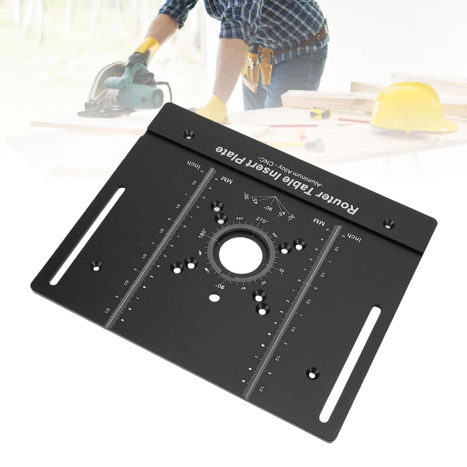 Aluminum Alloy Router Table Insert Plate – Flip Mount For Carving, Chamfering, Trimming (Black)