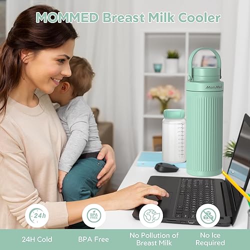 Miniatura 2 de MOMMED Enfriador de leche materna de 22 onzas para viajes y trabajo, enfriamiento de larga duración de 24 horas y 360, botellas de almacenamiento