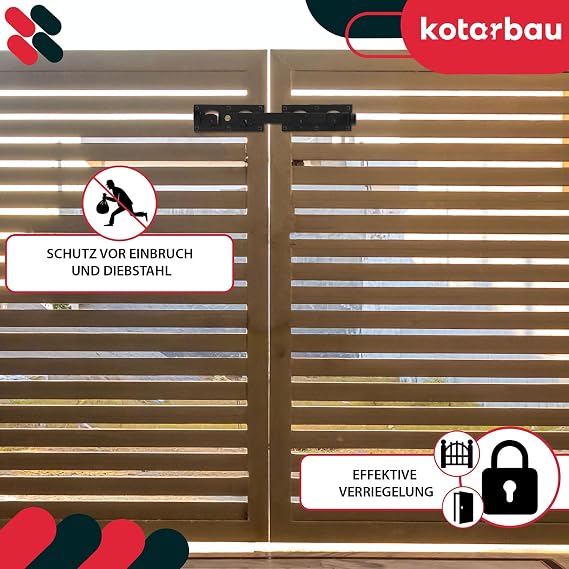 KOTARBAU® Double Gate Latch Left Right Building Fitting, Garden Double Gate Throw, Bolt Latch, Gate Lock, Gate Lock
