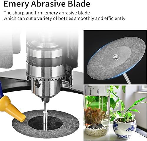 Miniatura 4 de DIYAREA Cortador eléctrico de botellas de vidrio de 150 W, 6000 rpm, cortador de botellas de vid DIY con 8 piezas de hoja abrasiva de esmeril para