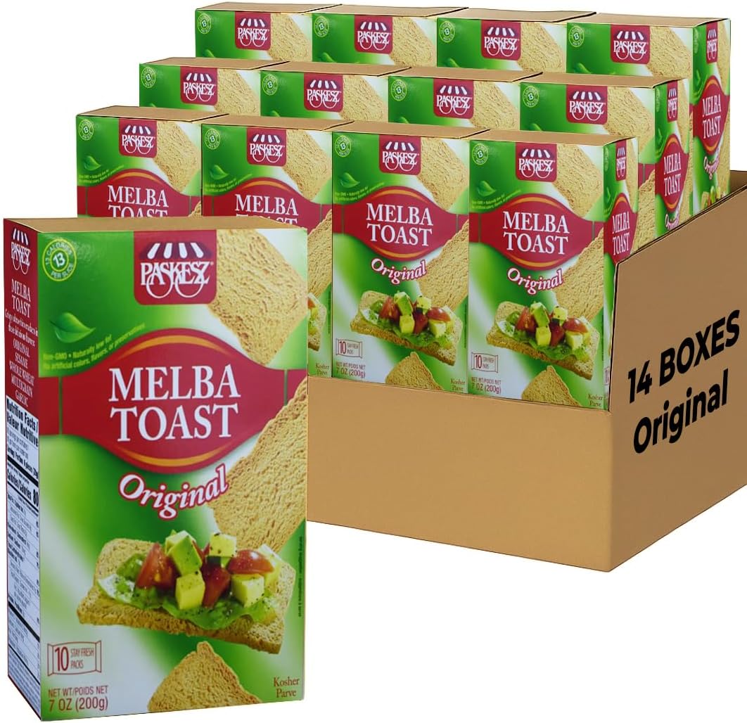 Only Kosher Candy Melba Toast Flatbread Crackers Classic Original Kosher Parve with No Artificial Flavor, Fresh Natural Ingredients, Kosher Certified Delicious Snack Crackers (Pack of 14)