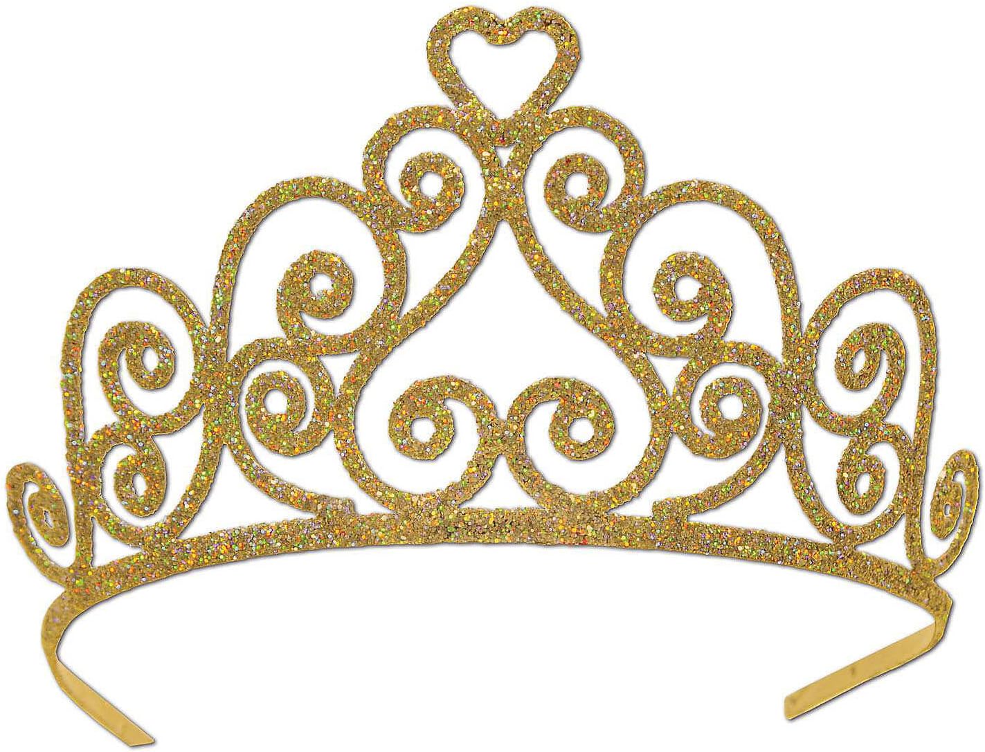 Uberoott Glittered Metal Tiara-Golden-6 Pack