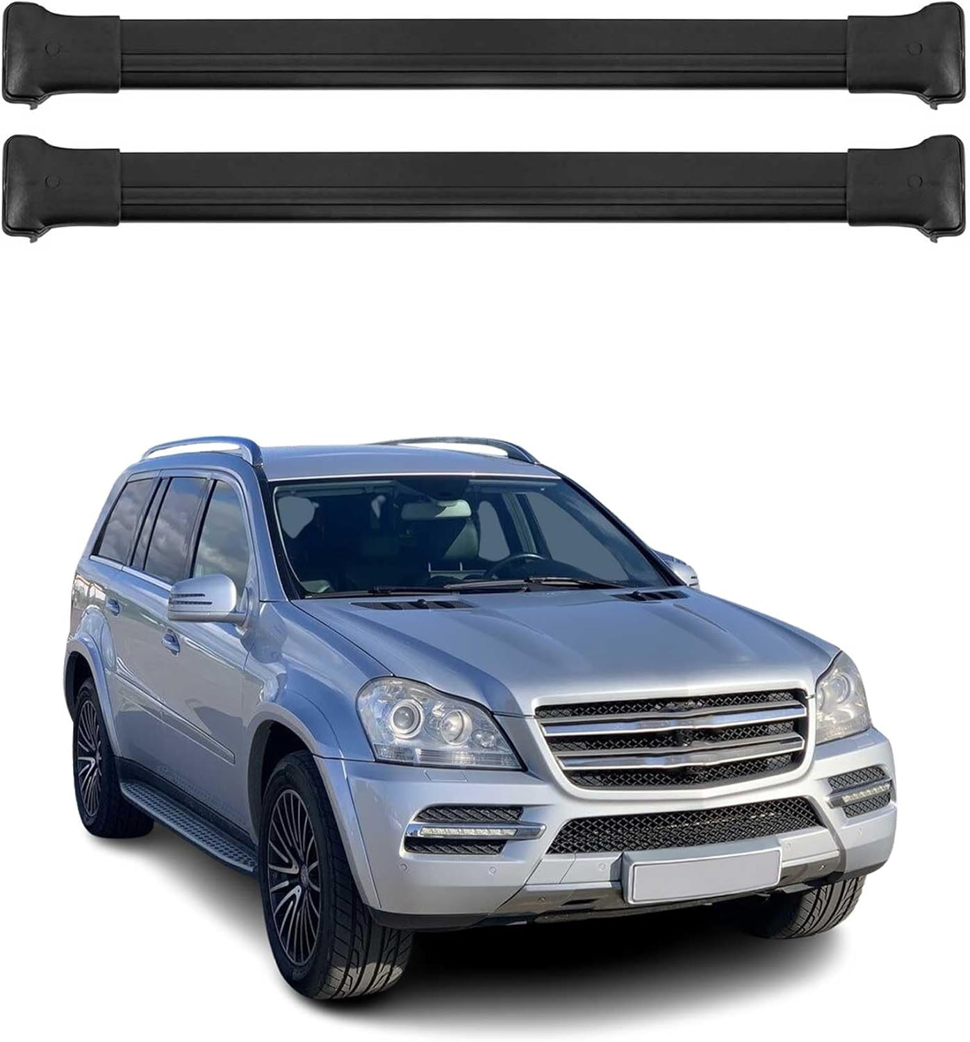 OMAC Roof Rack Cross Bars for Mercedes GL Class X164 2007-2012 Lockable 165Lbs Aluminium Black 2Pcs fits Cargo Carriers Kayak Canoe Bike Snowboard