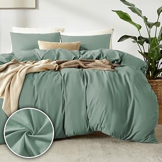 puredown Bettbezüge 250 x 200cm + 2er Kissenbazug 50x80cm - Mikrofaser Atmungsaktive Superweich, Oeko-Tex Bettwäsche-Sets, 3 teilig, Sommergrün