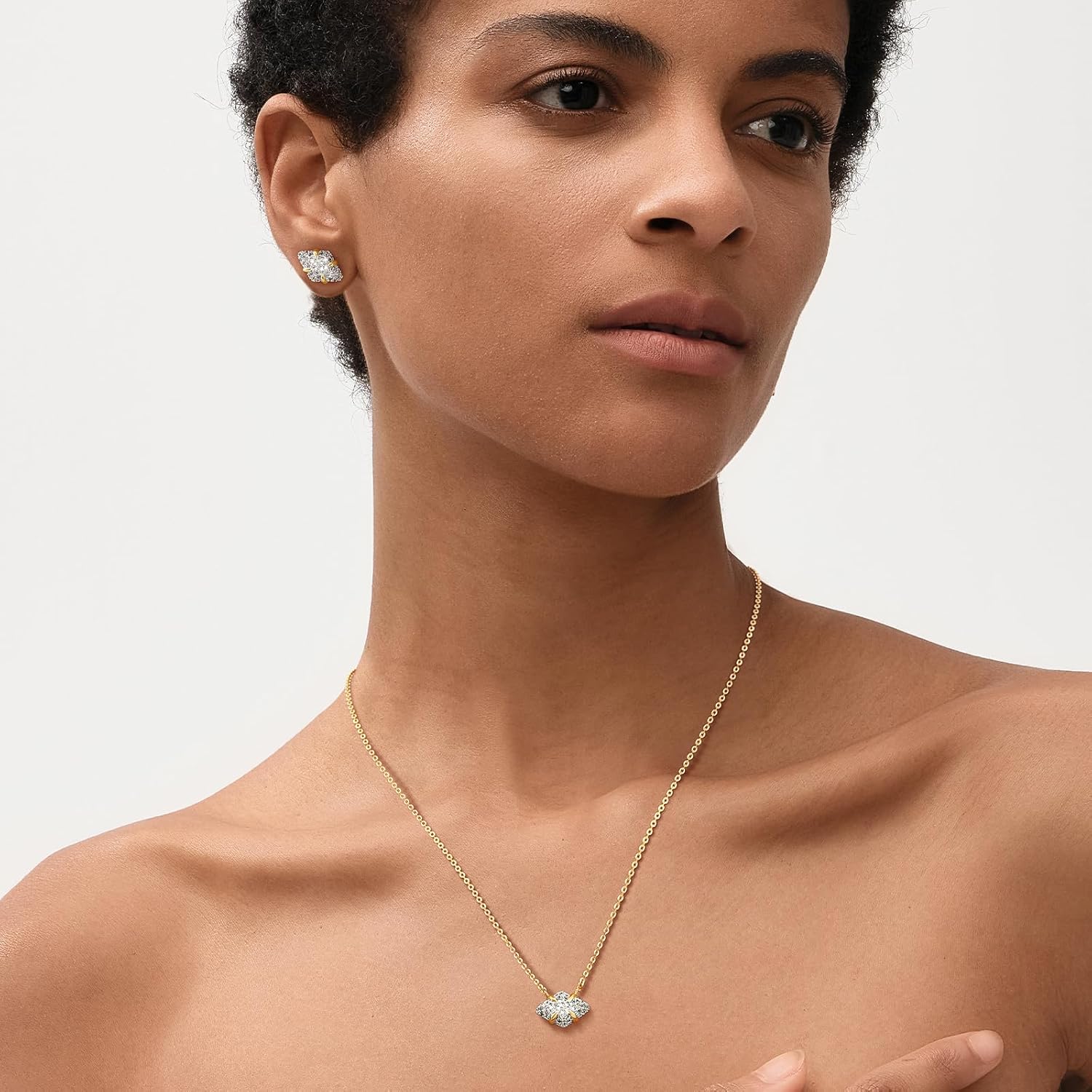 MEVECCO Dainty Gold Necklace For Women 18k Gold Plated Full CZ Pendant Necklace Handmade Necklace Jewelry Everyday Wear - Image 5